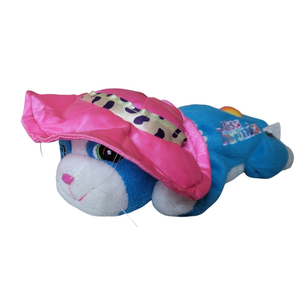 Vtg Lisa Frank 1990s Miss Furonica Blue Cat Bean Plush Pink Hat Y2K